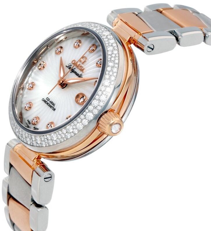 Fake Omega De Ville Ladymatic for women are perfect in steel and red gold.