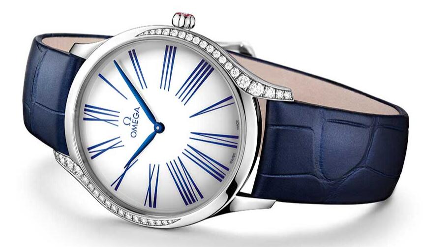 Omega knock-off delicate watches are matched with blue fabric straps.